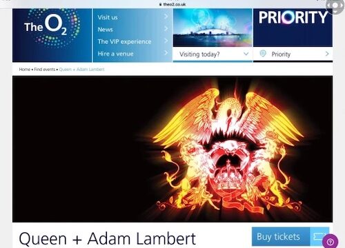 The O2 webpage
