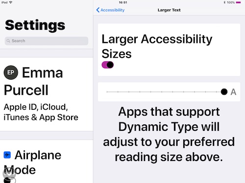 Screenshot - Settings, Large Text
