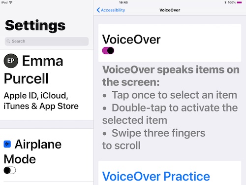 Screenshot - Settings, Voiceover