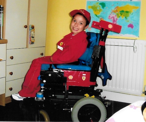Emma dressed up as an F1 driver