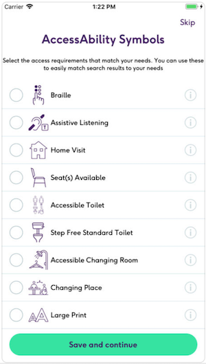 Screenshot of access symbols