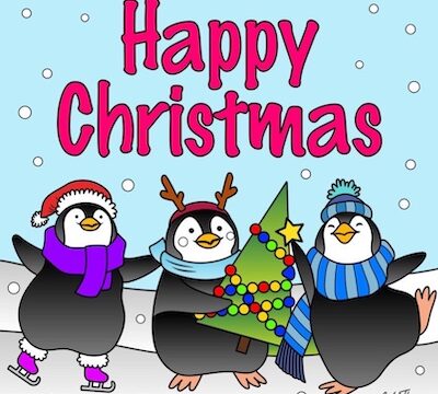 Merry Christmas Peguins cartoon