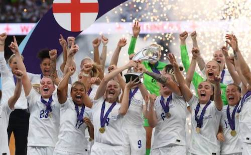 England celebrating with trophy
