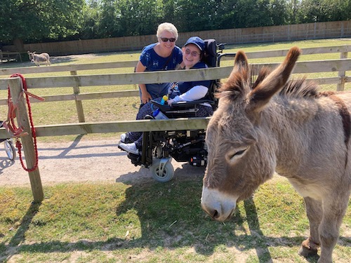 Carol, Emma and Dylan the donkey