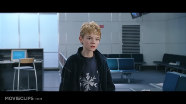 Picture of Sam from Love Actually at the airport
